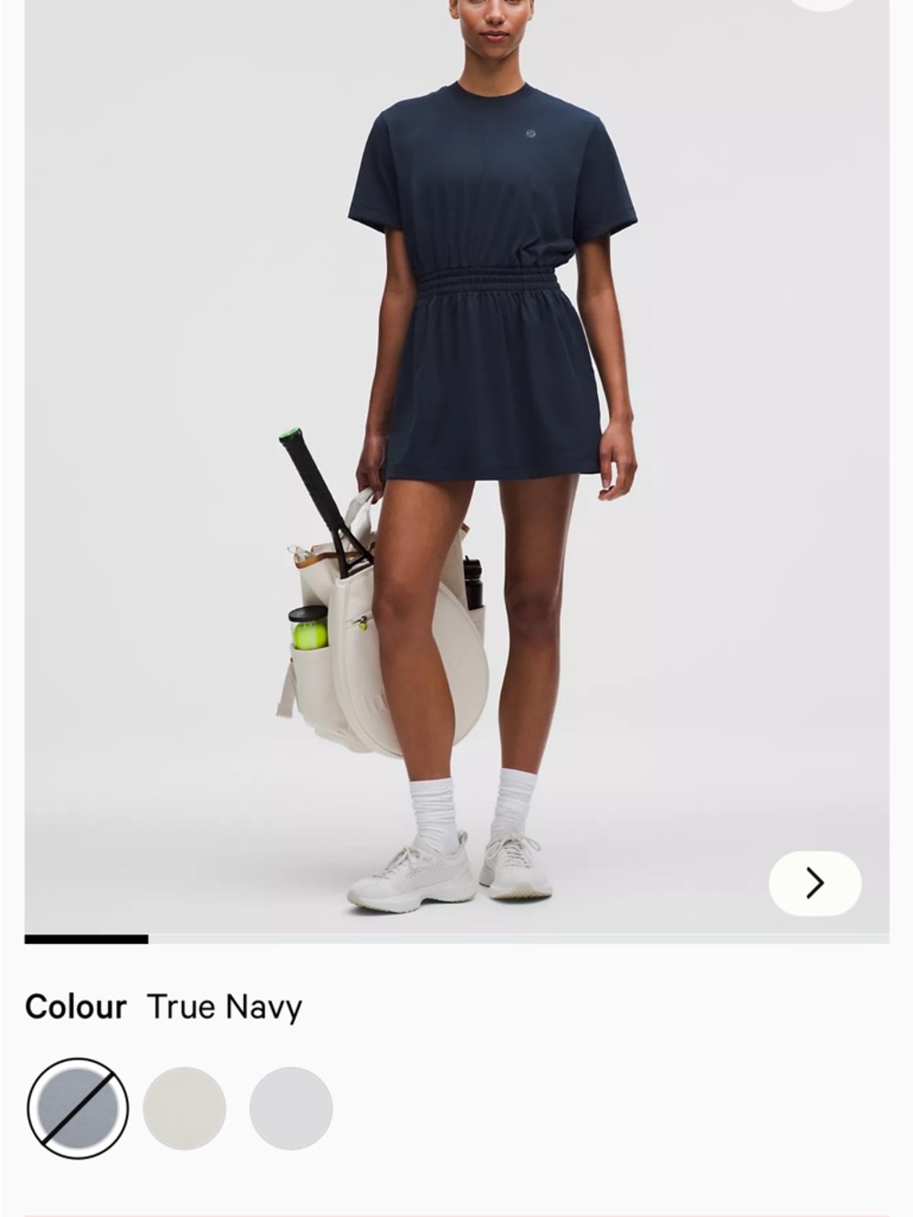 Lululemon smocked-waist  Navy Short Sleeve Tennis Dress